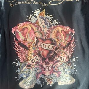 Christian Audigier Ed Hardy Snakes Mermaid Hoodie Broke Zipper! XL Men’s